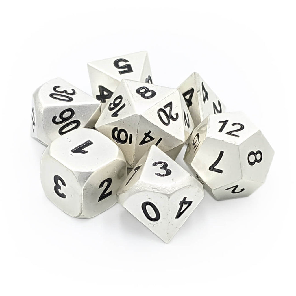 Metal 7 Dice Set - Mithril - Imaginary Adventures