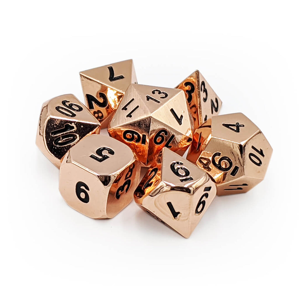 Metal 7 Dice Set - Shiny Copper - Imaginary Adventures
