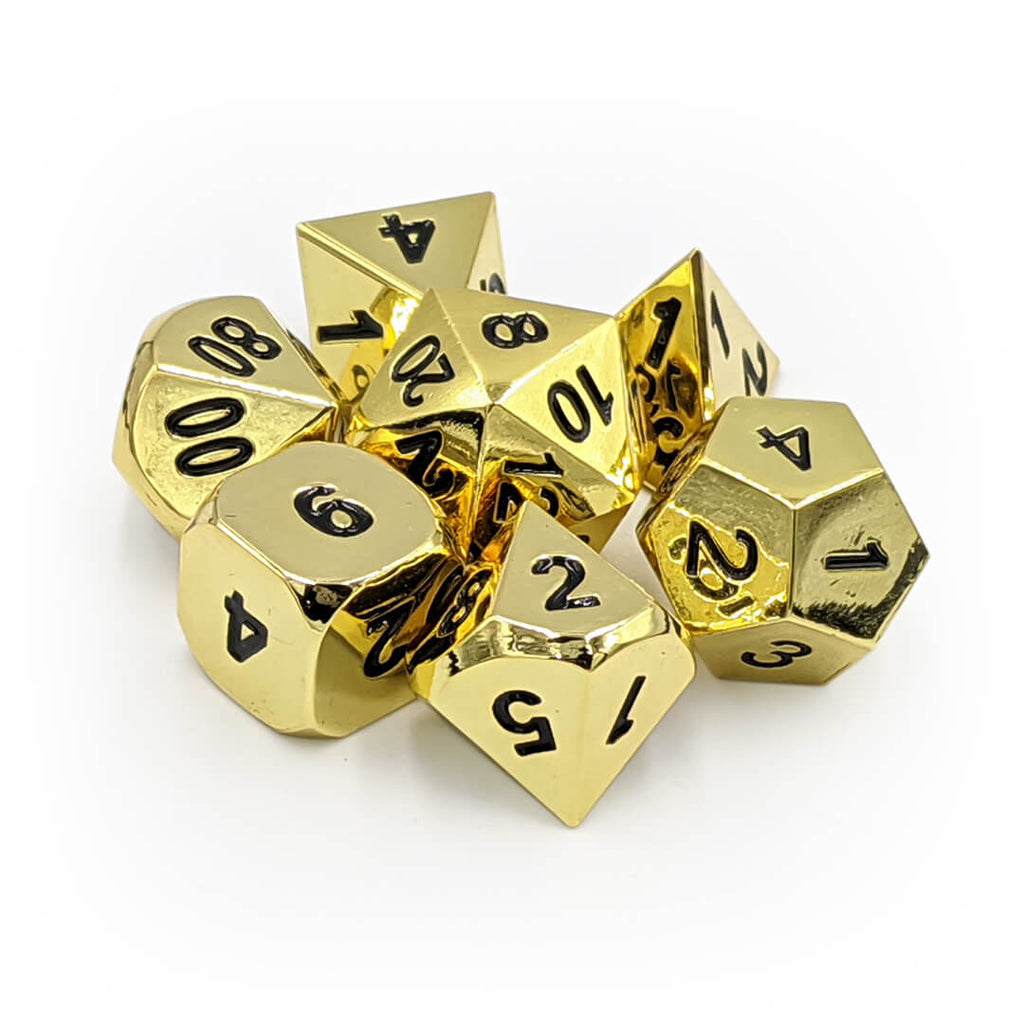 Metal 7 Dice Set - Shiny Gold - Imaginary Adventures